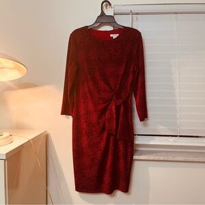 London Times Red Long Sleeve Dress
